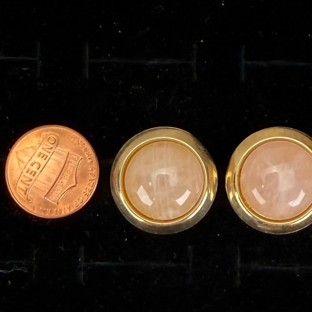 Vintage, goldtone, light pink pierced earrings